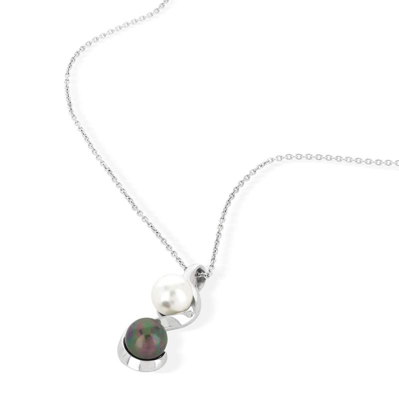 Collier argent 925 perles de culture de Tahiti et de Chine 45 cm - vue 4