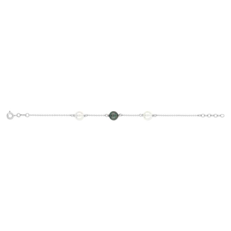 Bracelet argent 925 perle de culture de Tahiti et de Chine 18 cm - vue 1