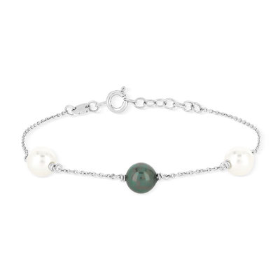 Bracelet jonc perles de culture en argent 925 - Perle de Jade