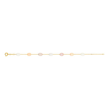 Bracelet or 375 jaune perles de culture de Chine multicolores 18 cm