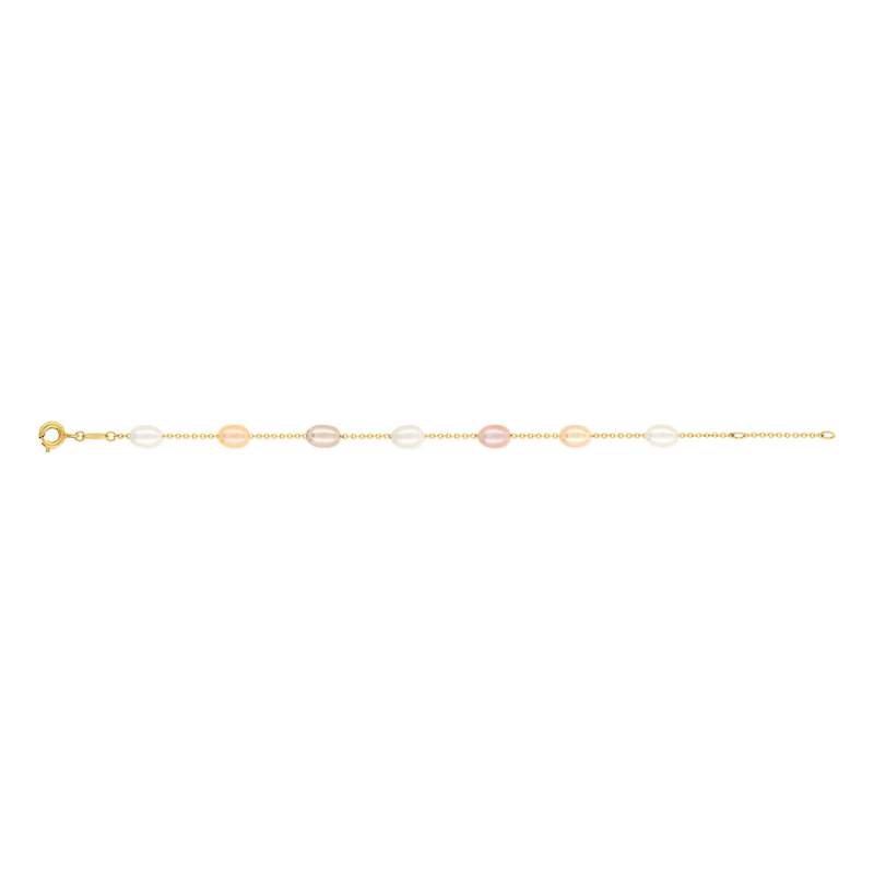 Bracelet or 375 jaune perles de culture de Chine multicolores 18 cm - vue 1