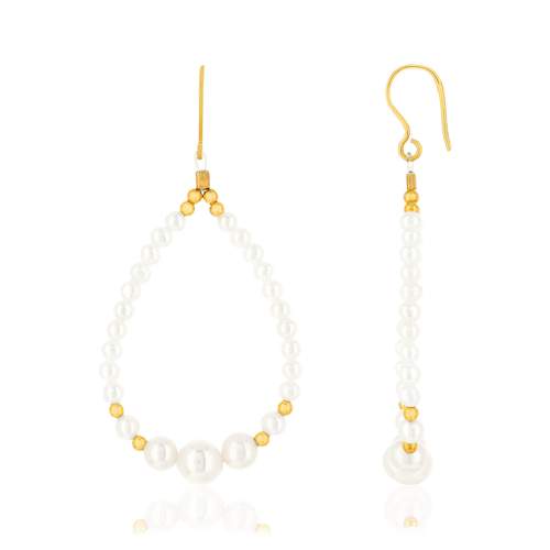 375 yellow gold earrings with Chinese cultured pearl pendants