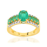 Bague or 750 2 tons émeraudes et diamants - vue 1