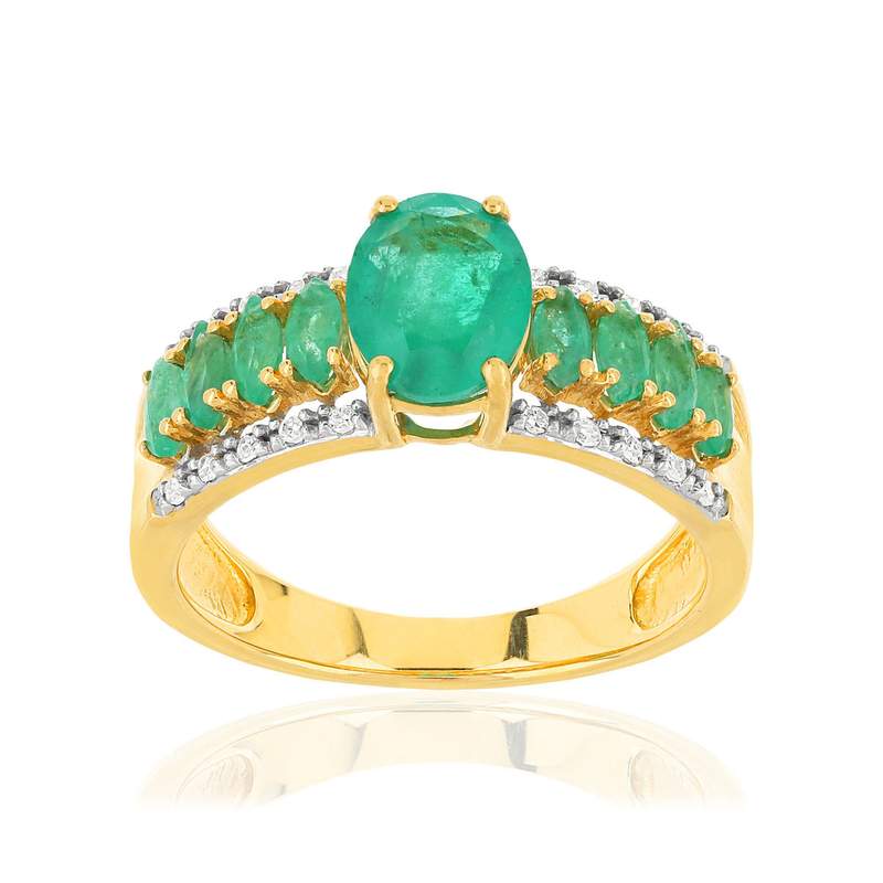 Bague or 750 2 tons émeraudes et diamants - vue 1