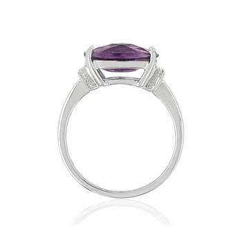375 witgouden ovale amethist en diamanten ring