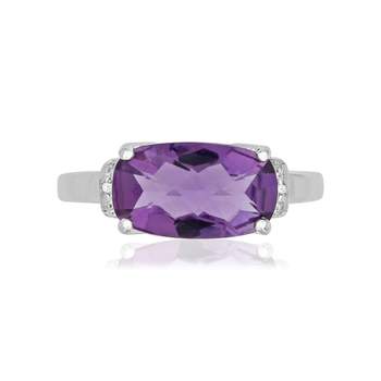 375 witgouden ovale amethist en diamanten ring