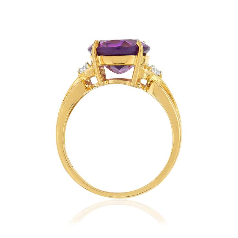Bague or 375 jaune améthyste ovale et topazes - vue 2
