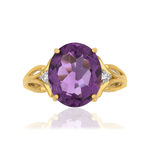 Bague or 375 jaune améthyste ovale et topazes - vue 3