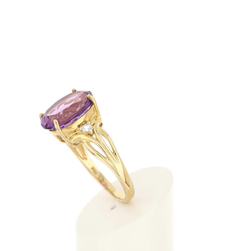 Bague or 375 jaune améthyste ovale et topazes - vue 5