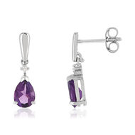 Boucles d'oreilles MATY Or 375 blanc Améth diamant