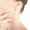 Boucles d'oreilles or 375 blanc pendants améthystes taille poire et diamants - vue Vporté 1