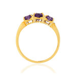 Bague or 375 jaune améthystes taille coeurs et diamants - vue 2