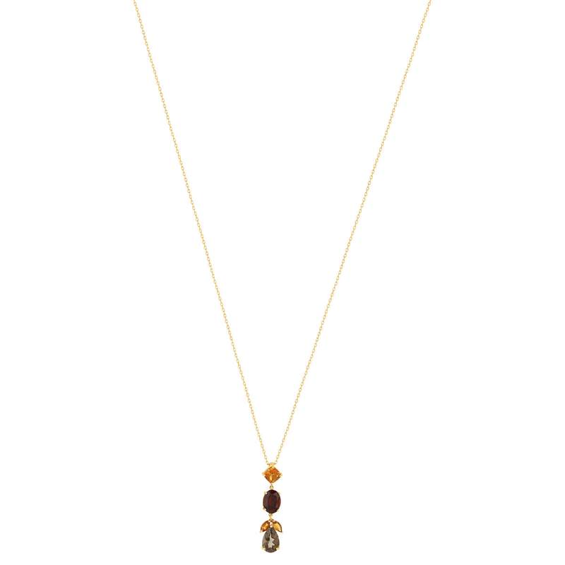 Gele 375-goudketting met citrien, granaat en kwarts, 45 cm - afbeelding 1