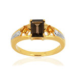 Bague or 375 2 tons pierres fines et diamants - vue 1