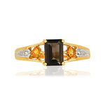 Bague or 375 2 tons pierres fines et diamants - vue 3