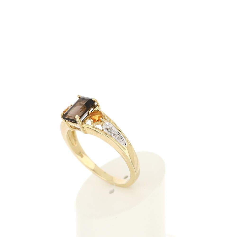 Bague or 375 2 tons pierres fines et diamants - vue 4