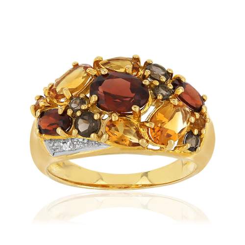 Bague or 375 2 tons pierres fines et diamants