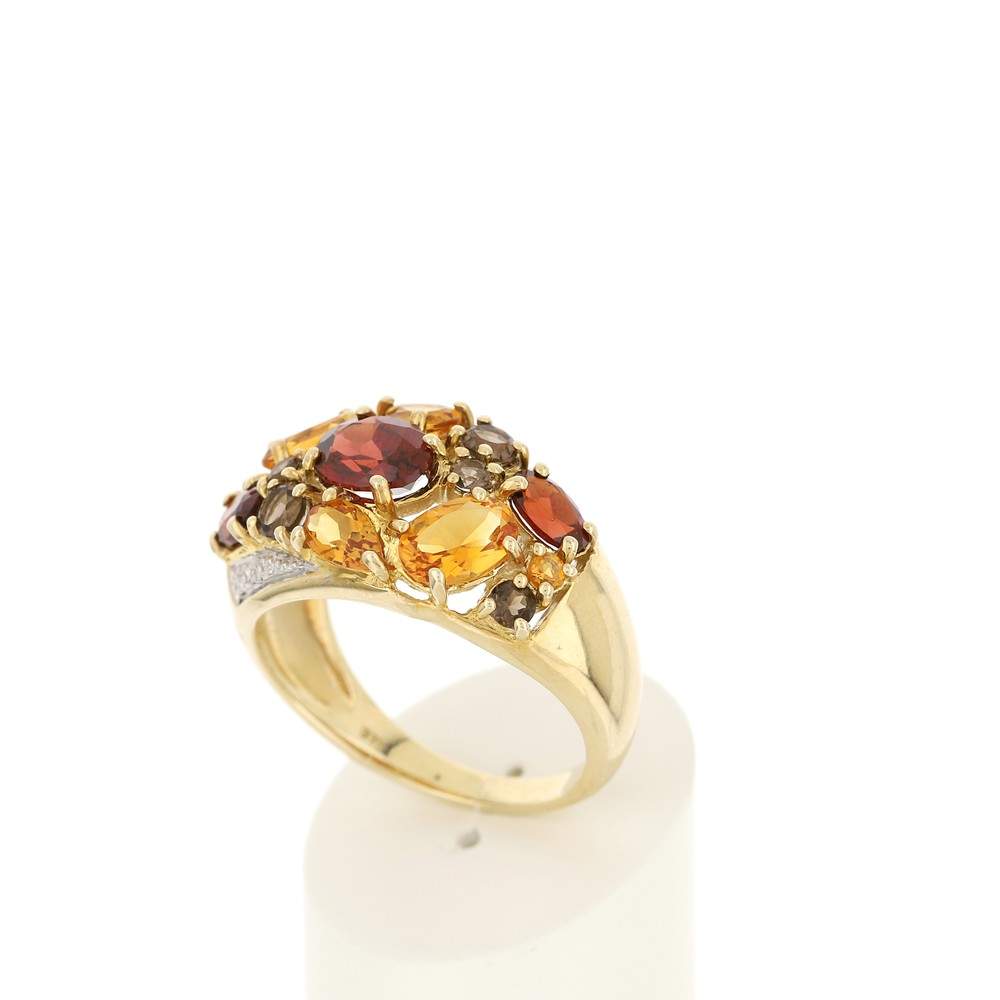 Bague or 375 2 tons pierres fines et diamants - vue 3