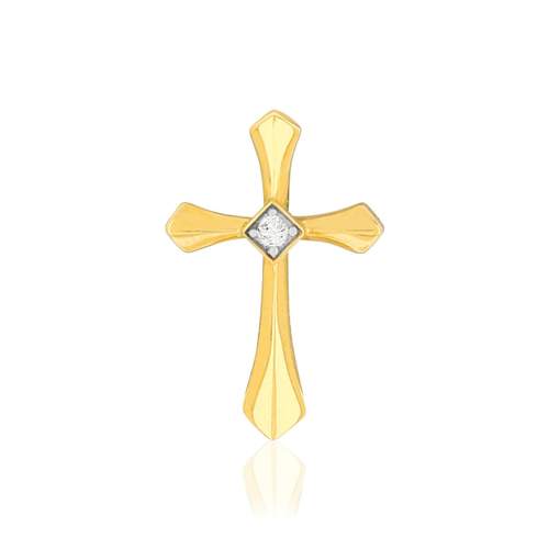 MATY Gold 375 Two-Tone Diamond Cross