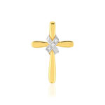 Pendentif croix or 375 2 tons diamants - vue 1