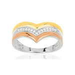 Bague or 750 3 tons 'V' diamants - vue 1