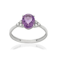Bague MATY Or 375 blanc Améthyste et Zirconia