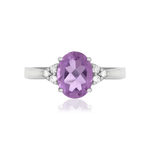 Bague or 375 blanc améthyste ovale et zirconias - vue 3