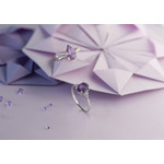 Bague or 375 blanc améthyste ovale et zirconias - vue D2