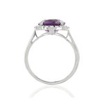 Bague or 375 blanc ovale améthystes et zirconias - vue 2