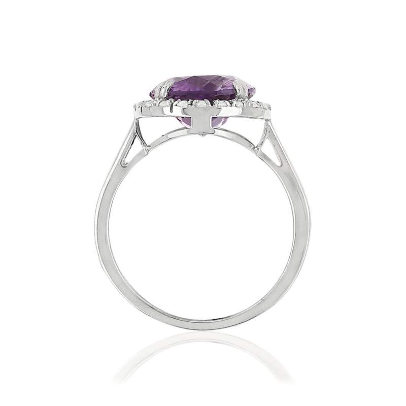 Bague or 375 blanc ovale améthystes et zirconias - vue 2