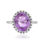 Bague or 375 blanc ovale améthystes et zirconias - vue 3