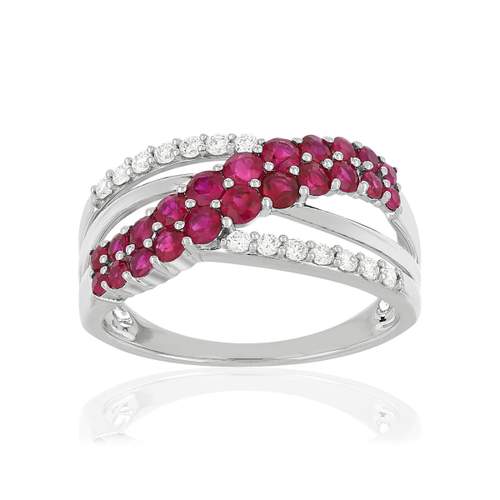 Bague MATY Or 750 blanc Rubis et Diamants