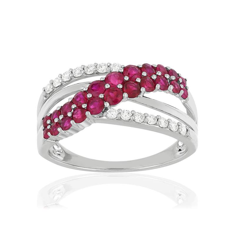 Bague MATY Or 750 blanc Rubis et Diamants - vue 1