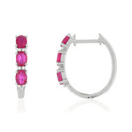 Créoles MATY Or 750 blanc Rubis et Diamants