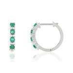Créoles MATY Or 750 blanc Emeraudes et Diamants - vue 1