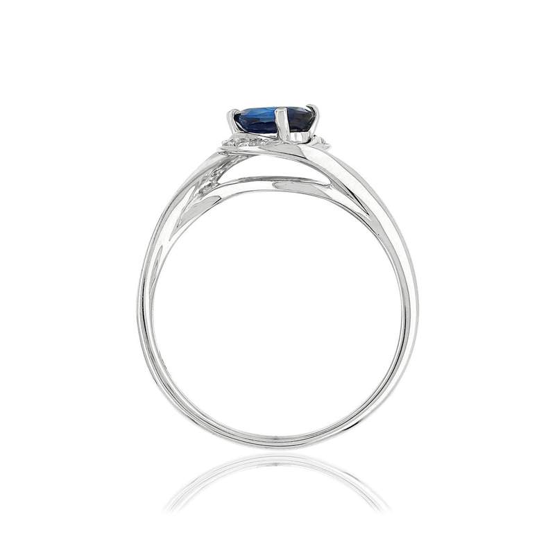 Bague or blanc 750 saphir diamants - vue 2