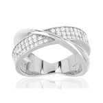 Bague argent 925 anneaux croisés zirconias - vue 1