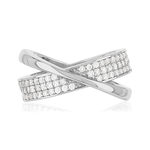Bague argent 925 anneaux croisés zirconias - vue 3