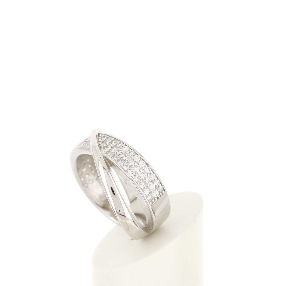 Bague argent 925 anneaux croisés zirconias - vue 5