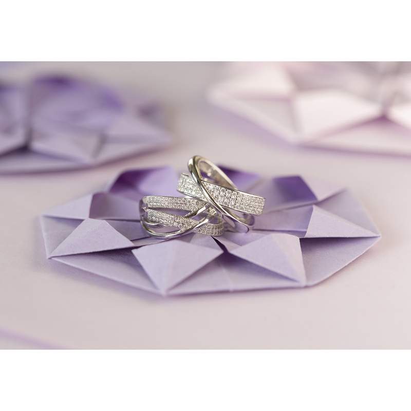 Bague argent 925 anneaux croisés zirconias - vue D2