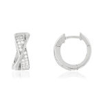 Boucles d'oreilles argent 925 anneaux croisés zirconias - vue 1