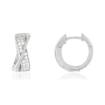 Boucles d'oreilles argent 925 anneaux croisés zirconias
