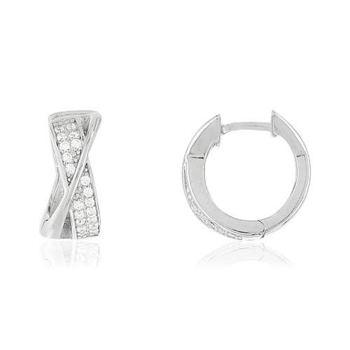 925 silver earrings zirconias crossed rings