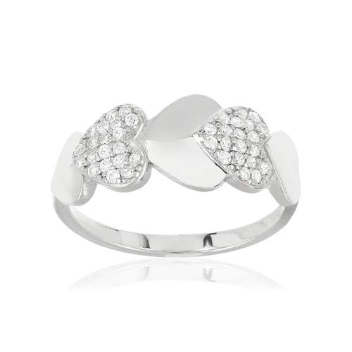 Bague argent 925 coeurs zirconias