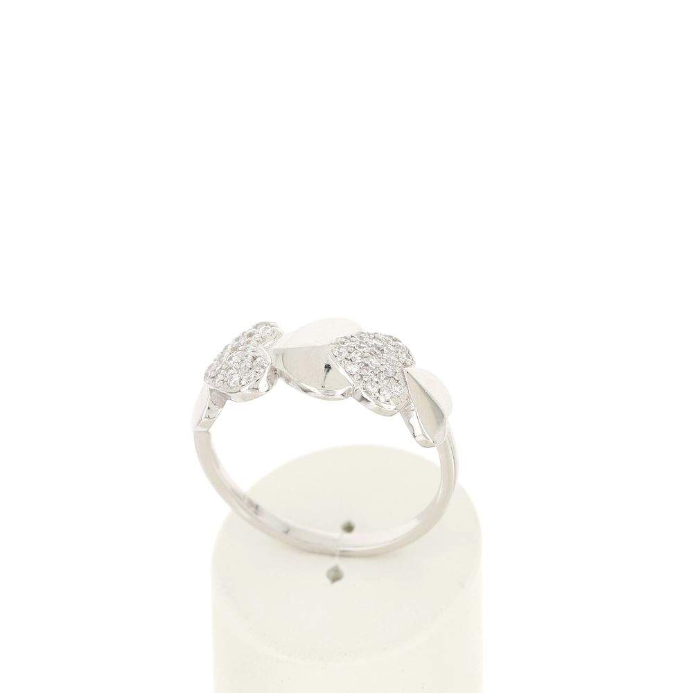 Bague argent 925 coeurs zirconias - vue 2