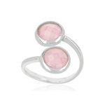 Bague argent 925 ouverte pierres imitation roses - vue 1