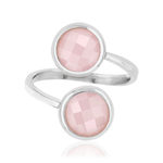 Bague argent 925 ouverte pierres imitation roses - vue 3