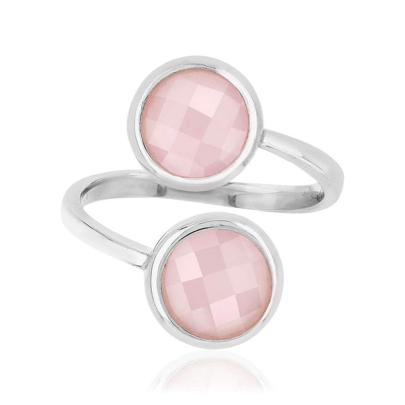 Bague argent 925 ouverte pierres imitation roses - vue 3