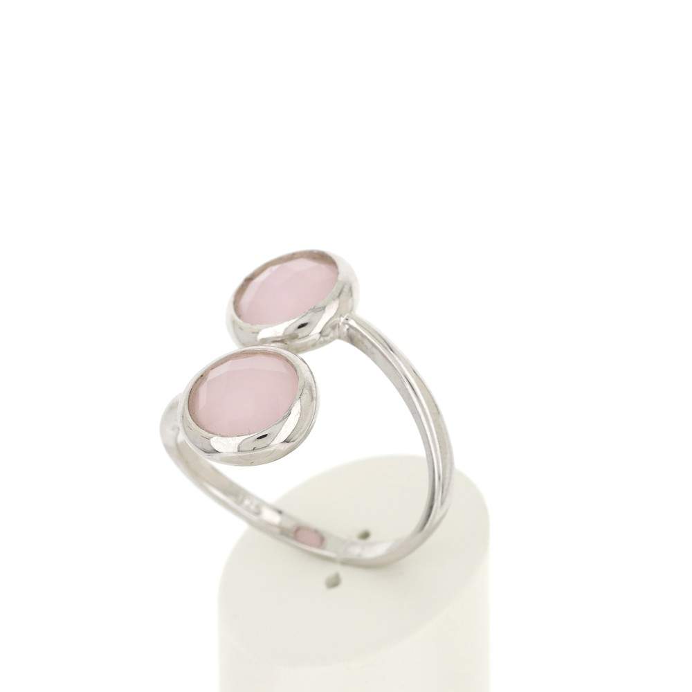 Bague argent 925 ouverte pierres imitation roses - vue 3