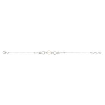 Bracelet argent 925 perle de culture de Chine et zirconias 19 cm - vue 1